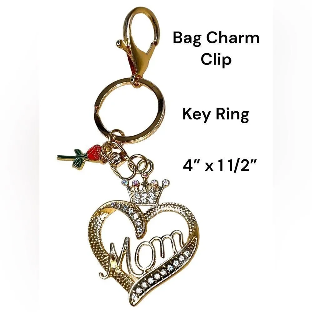 Deluxe Mom🌹Bag Charm/Key Ring l Gold hardware l New
